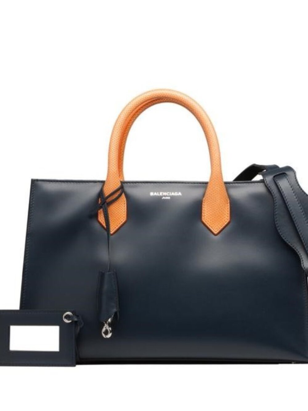 Balenciaga Padlock Bag All Afternoon Leather Navy Blue Orange